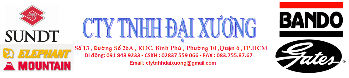 Banner CTY TNHH ĐẠI XƯƠNG CHUYÊN CUNG CẤP TẤT CẢ CÁC LOẠI DÂY CUROA CÔNG NGHIỆP CHÍNH HÃNG BANDO|GATES|SUNDT